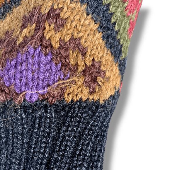 Vintage 90s Peruvian Connection Alpaca Sweater Burgundy Diamond Loose Knit Small - Picture 6 of 11